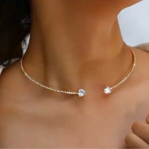 Elegant Gold and Silver Heart Necklace new